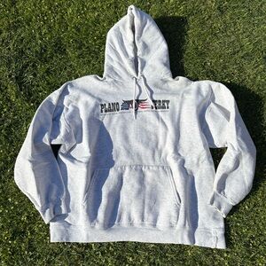 Hanes White Hoodie with Red and Blue Logo